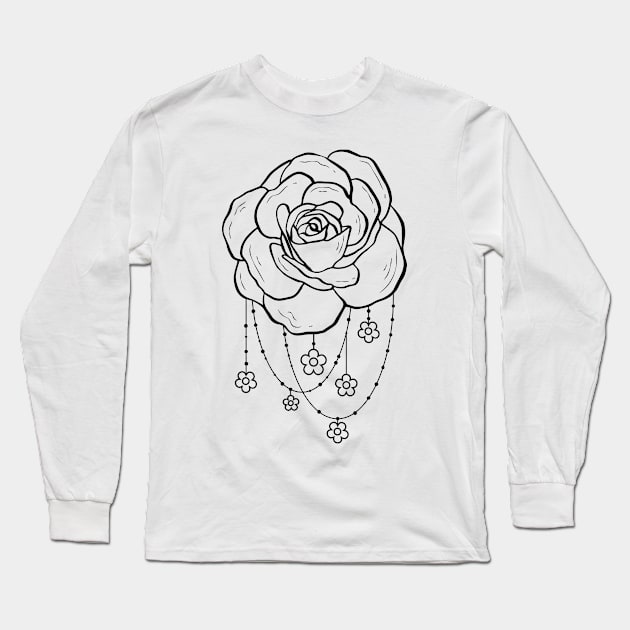 Bohemian Aesthetic Rose Flowercore Long Sleeve T-Shirt by Alex21